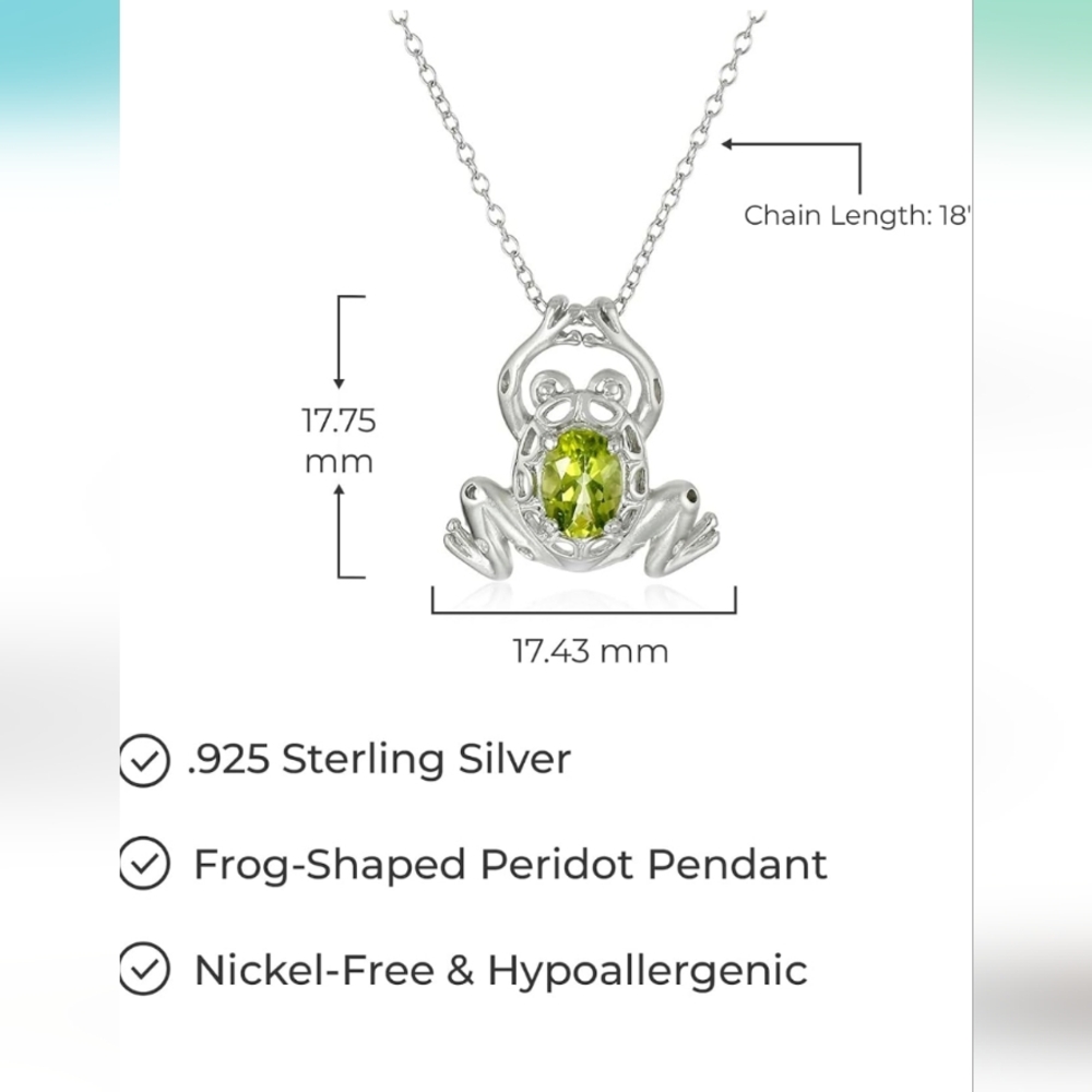 Amazon Essentials Peridot Frog Necklace - Picture 5 of 6